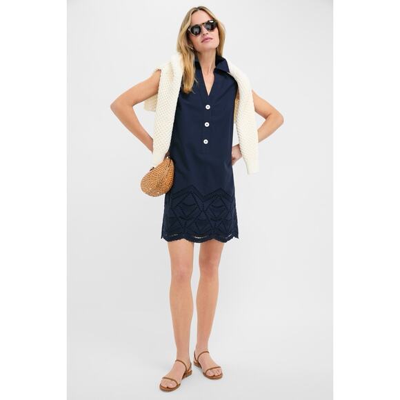 Tuckernuck Dresses & Skirts - NWT TUCKERNUCK Navy Eyelet Sleeveless Collier Dress S